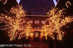 Illuminated bldg. at Christmas, NYC